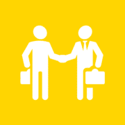 Icon von zwei Businessmännern, die sich die Hand geben.