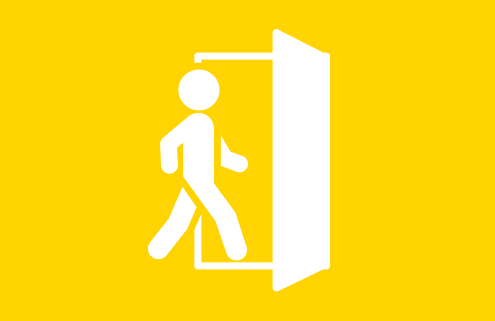 Icon einer Person, die durch eine Tür geht