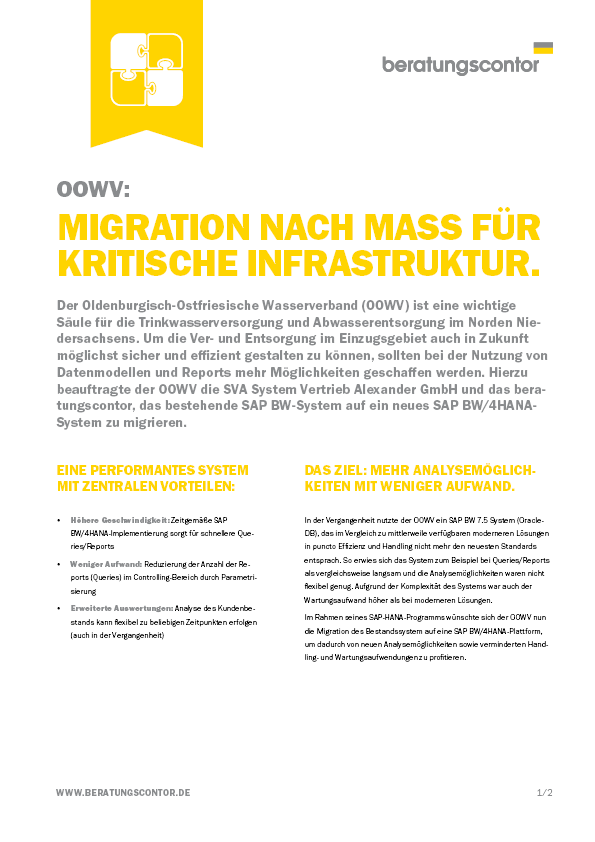 Success Story OOWV: SAP BW/4HANA Migration