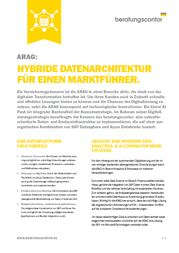 Success Story ARAG: SAP Datasphere & Azure Databricks
