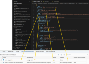 Screenshot aus der Entwicklungsumgebung der SAC, auf dem ein Programmiercode zu sehen ist.